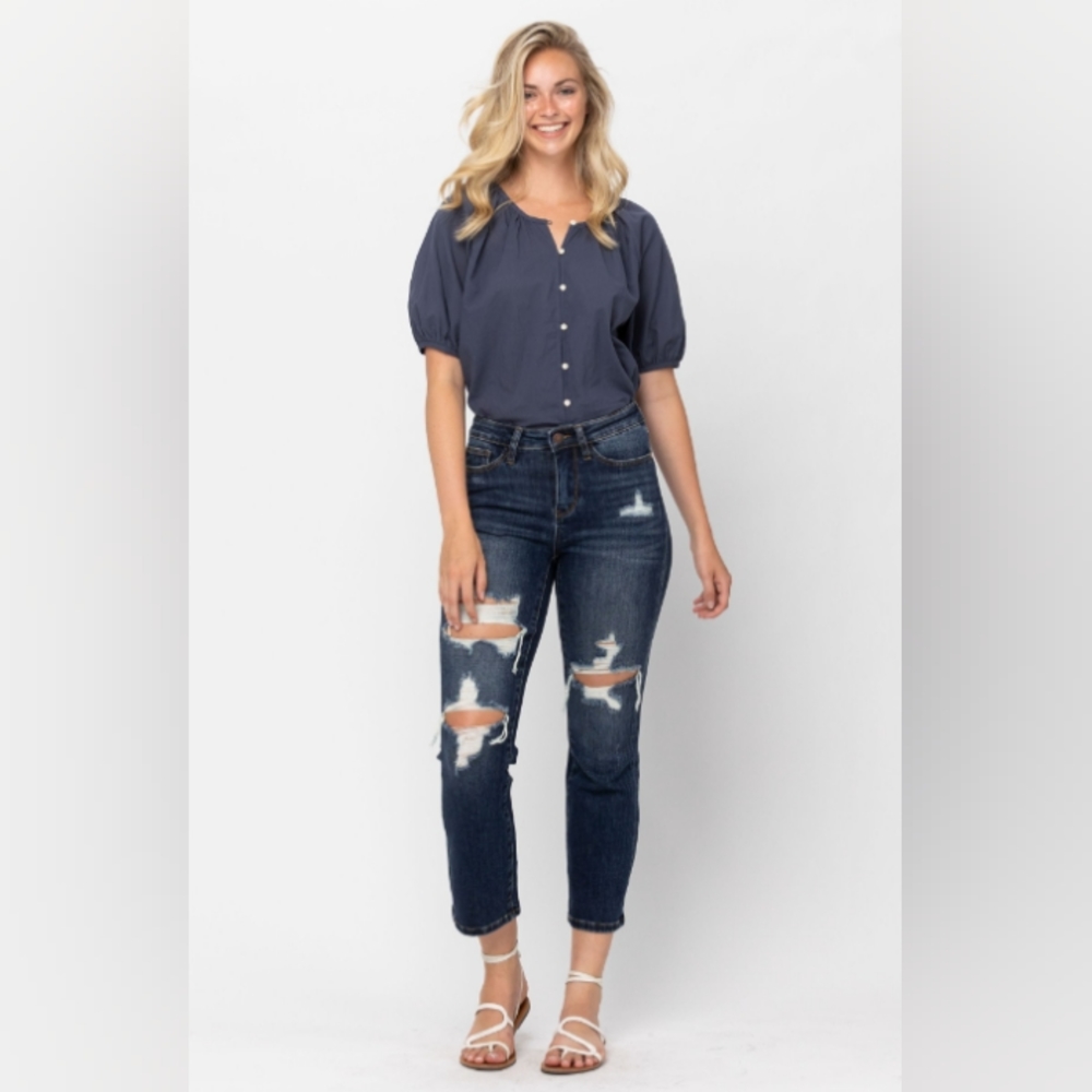 Mid-rise Cropped Straight Leg